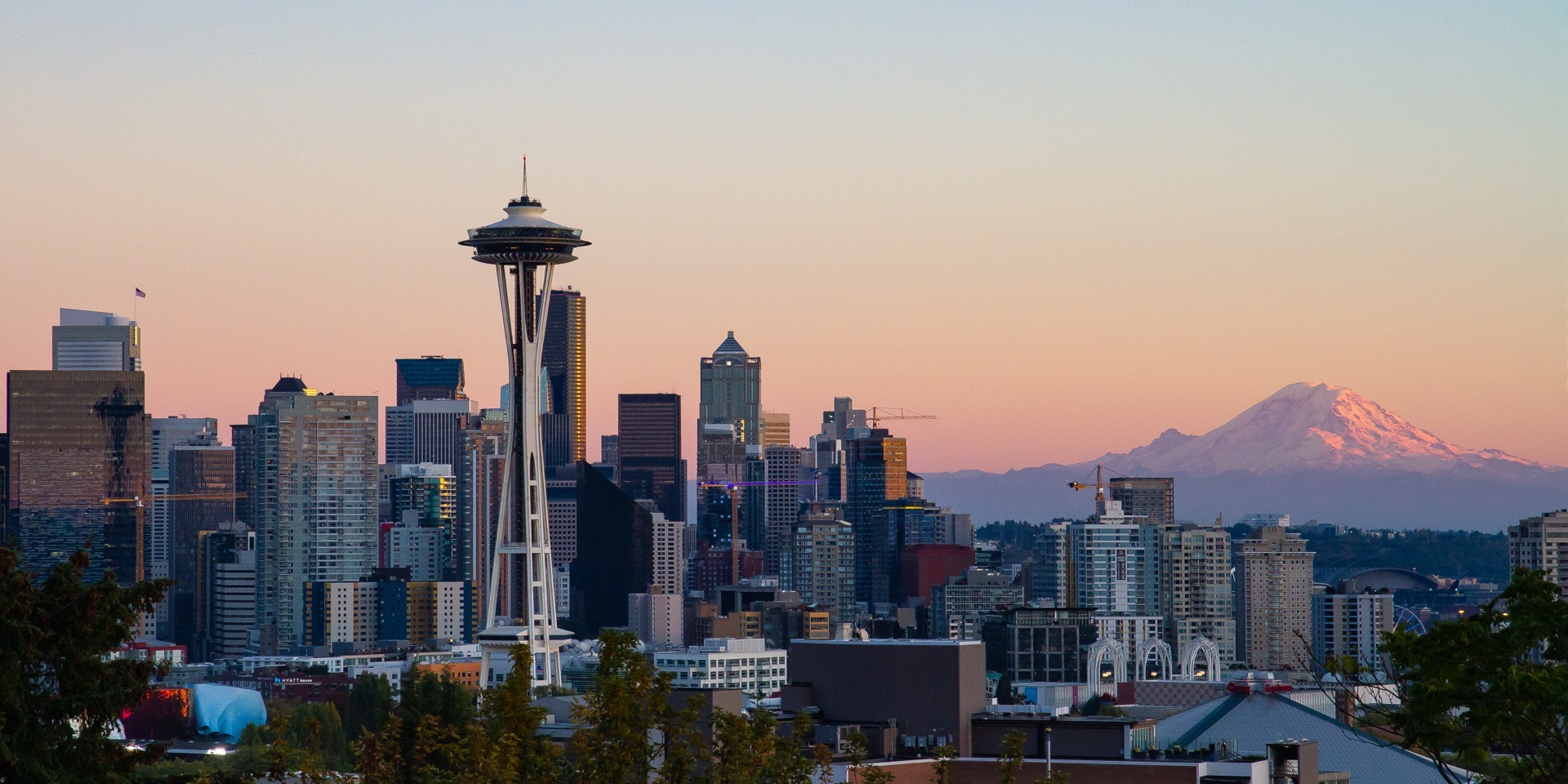 Seattle skyline viewed from Kerry Park with Mount Rainier visible in the background, Washington State