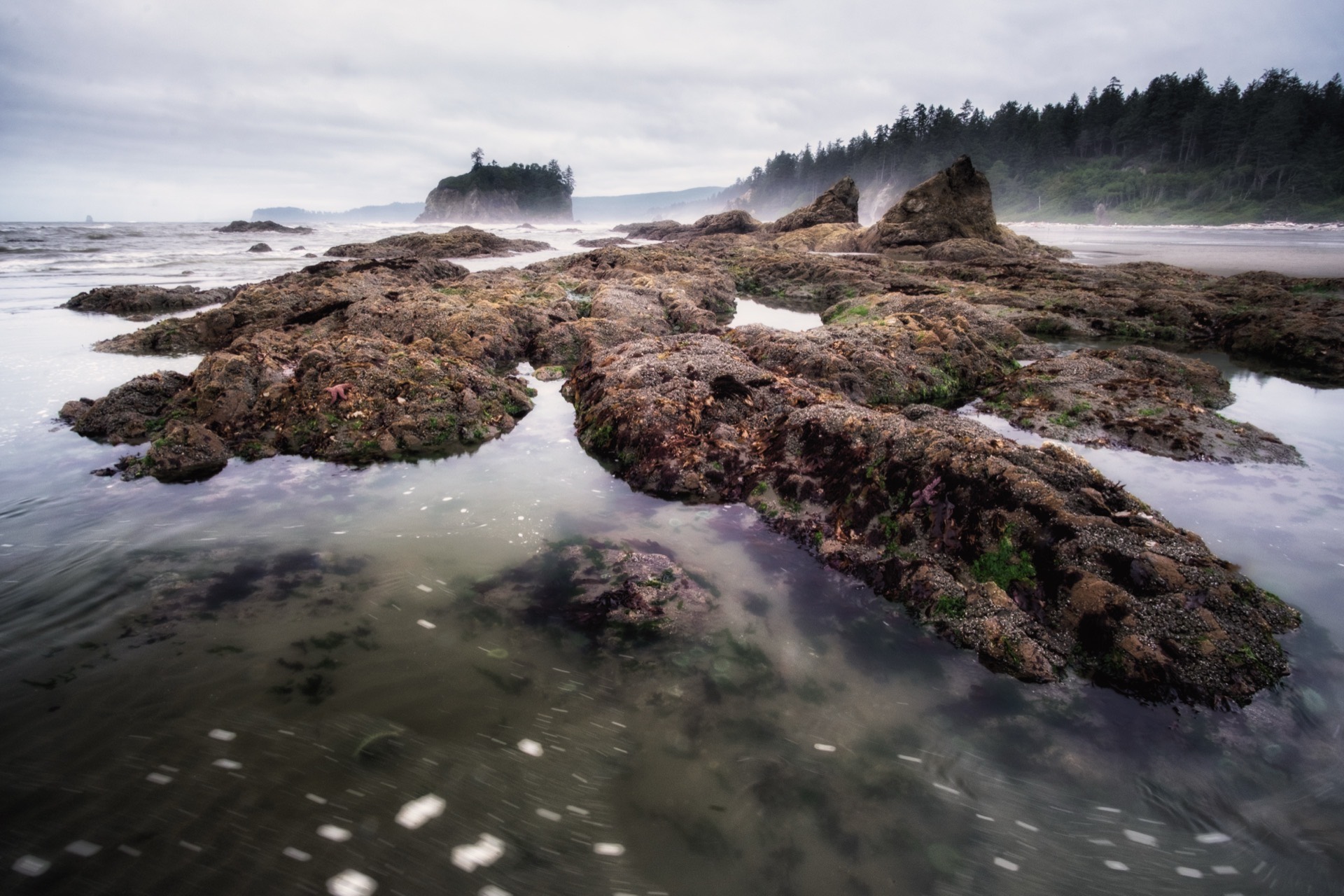 A rocky beach shore
