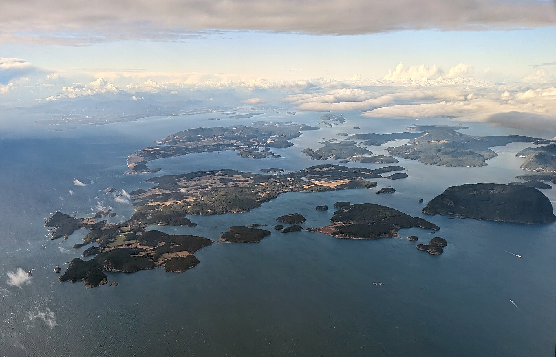 Aerial view of the San Juan Islands in the Salish Sea