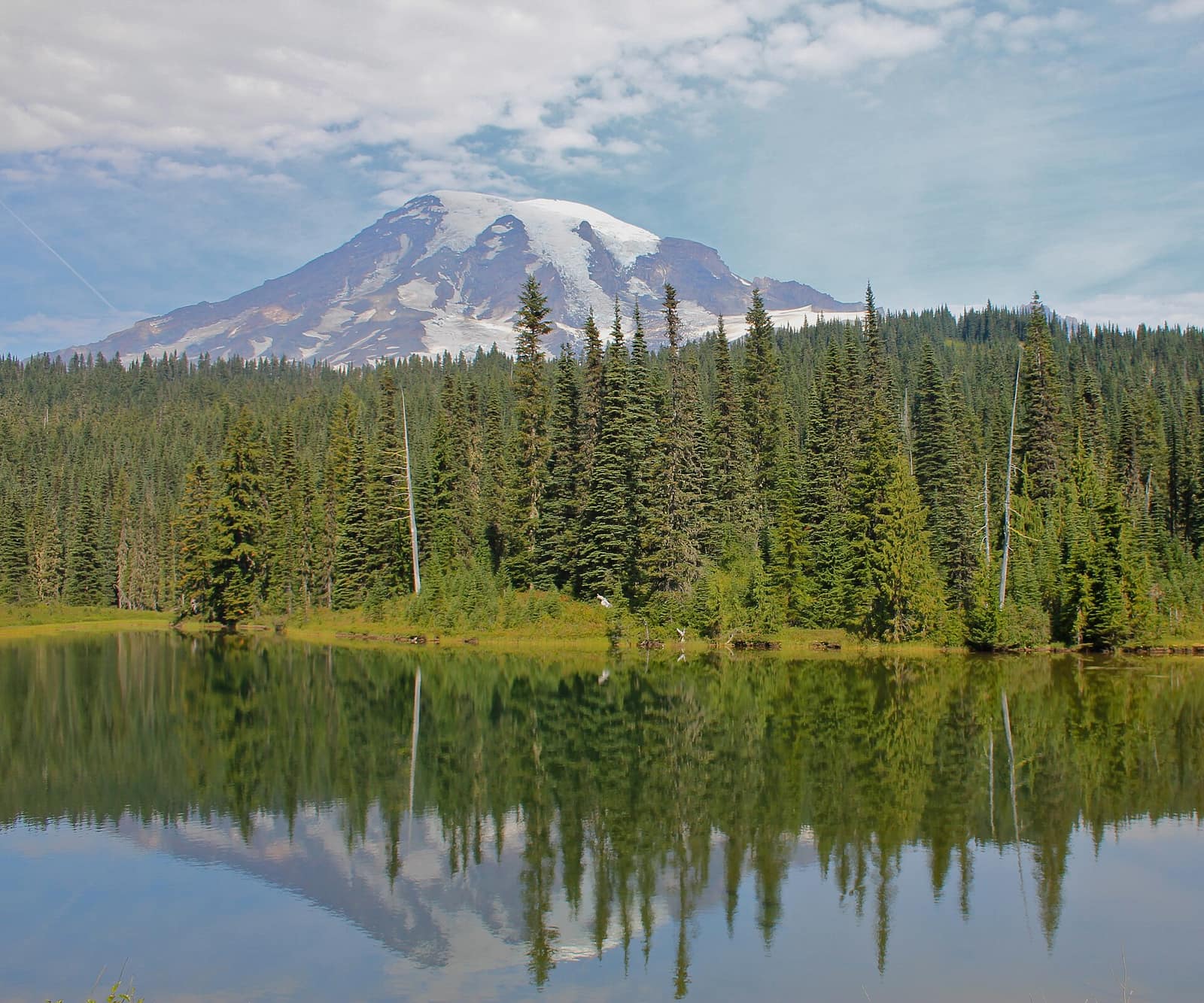 Mount Rainier above Reflection Lakes in Mount Rainier National Park